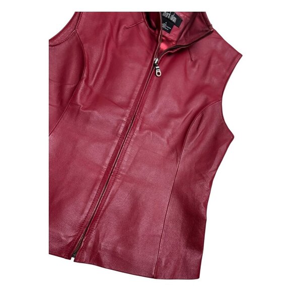 VINTAGE MARK ALAN Genuine Red Leather Luxury Designer Retro Vest Womens Small - Picture 6 of 6